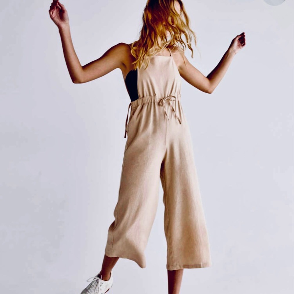 Bershka open back tie strap jumpsuit/ overalls